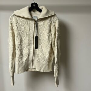 Varley lando full zip knit birch